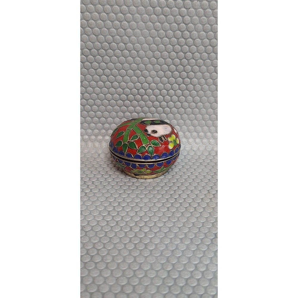 *VINTAGE* CHINESE CLOISONNE MINIATURE PANDA BEAR TRINKET RING BOX‎ - Picture 5 of 11